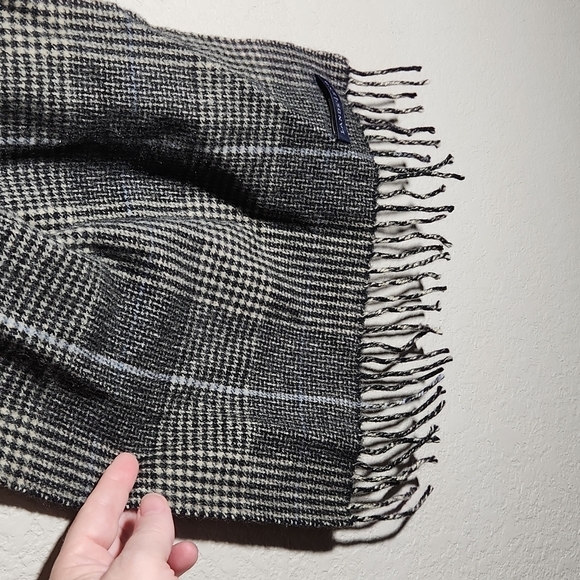 Lands End Scarf Mens Plaid Houndstooth Gray - Picture 3 of 8